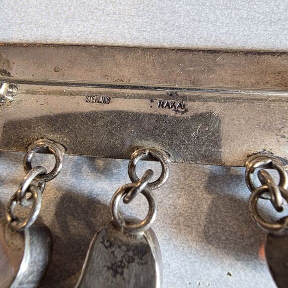 Native American Pin - Sterling Silver Gemstones Brooch by E. Pino Nakai - Picture 4 of 5